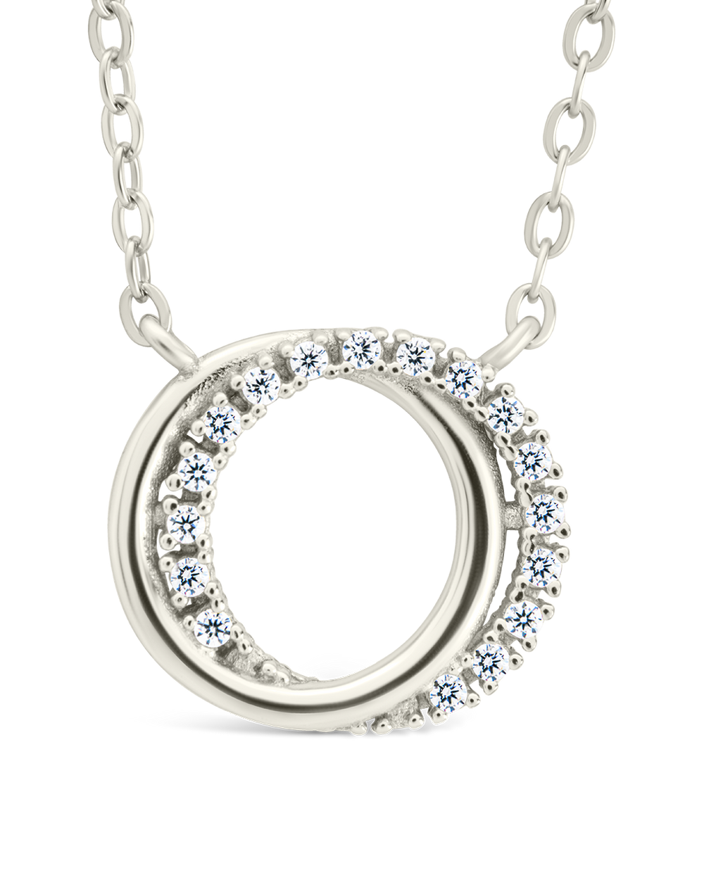 Sterling Silver CZ Interlocking Circle Pendant