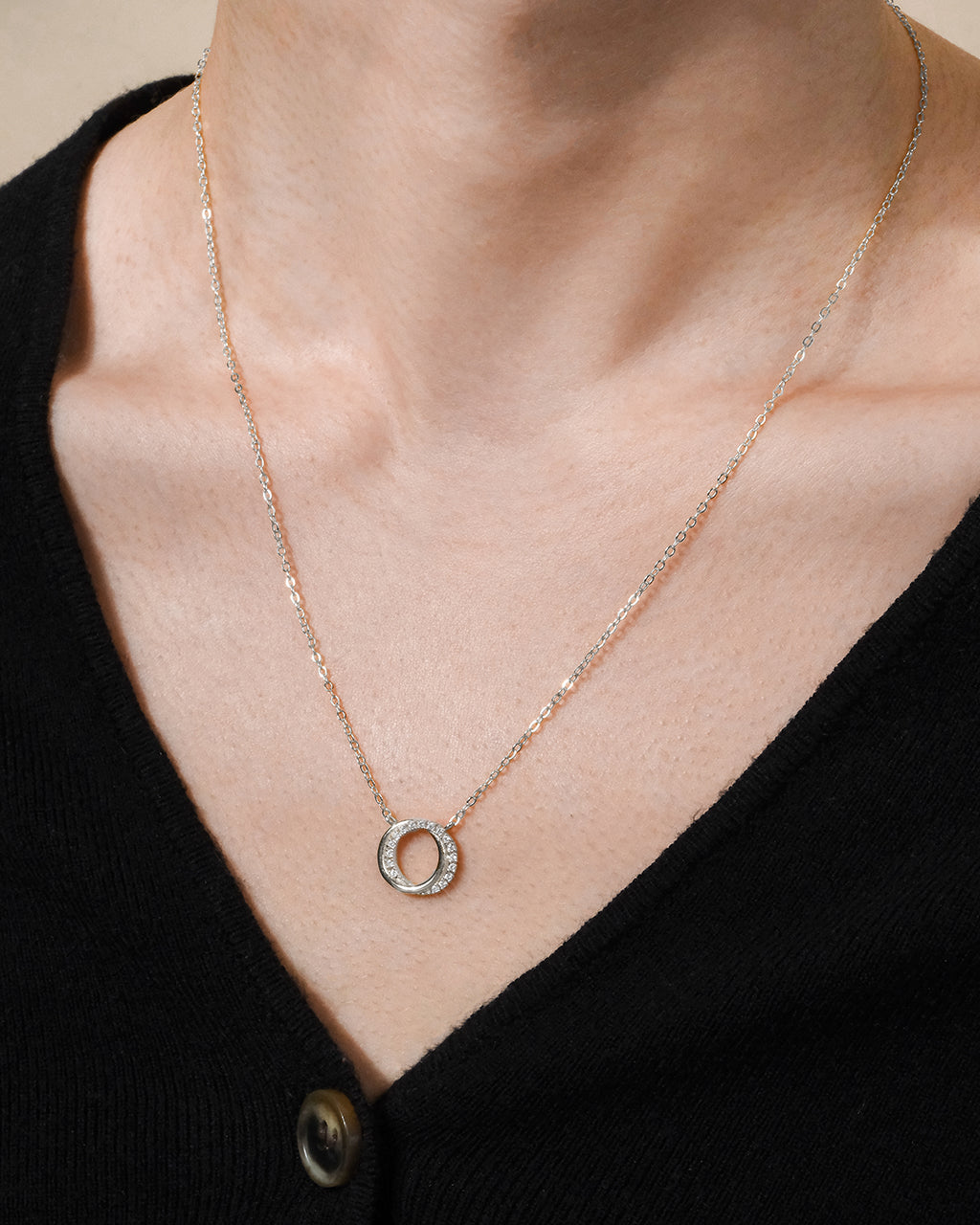 Sterling Silver CZ Interlocking Circle Pendant