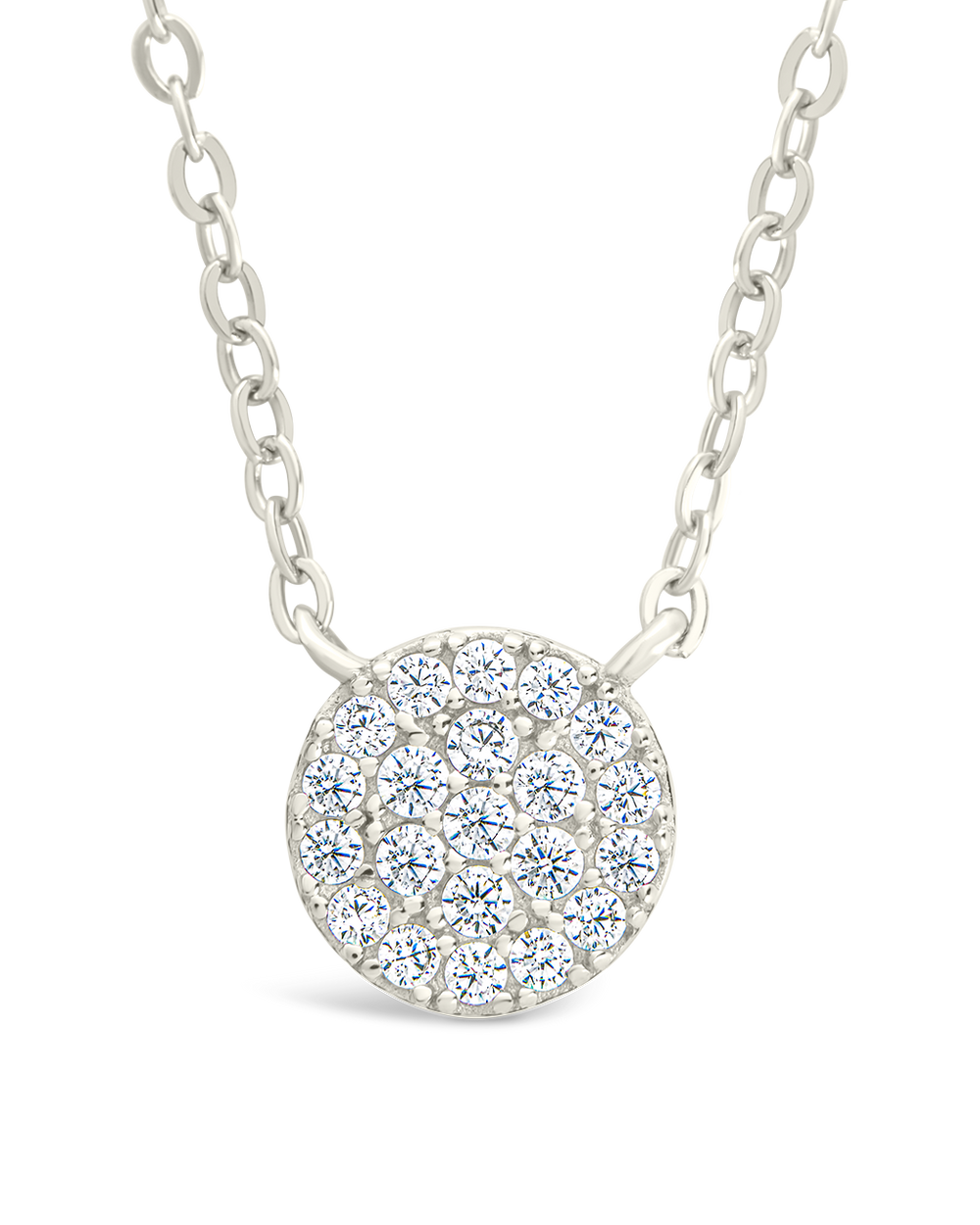 Sterling Silver CZ Disc Pendant