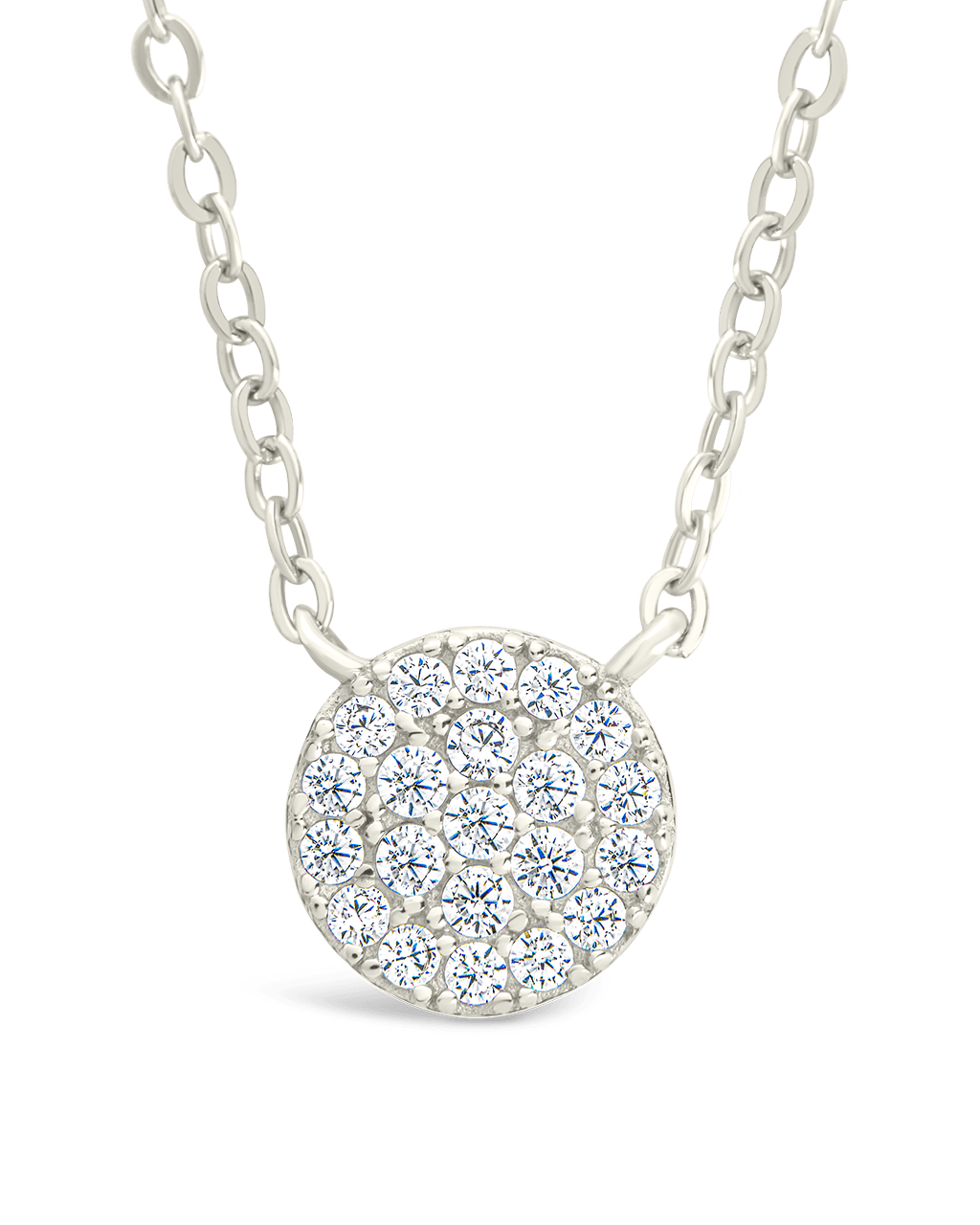 Sterling Silver CZ Disc Pendant - Sterling Forever