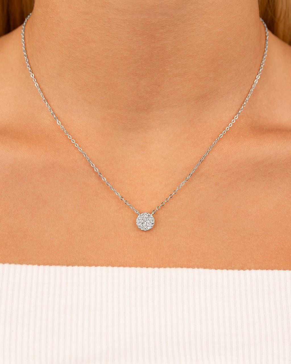 Sterling Silver CZ Disc Pendant - Sterling Forever