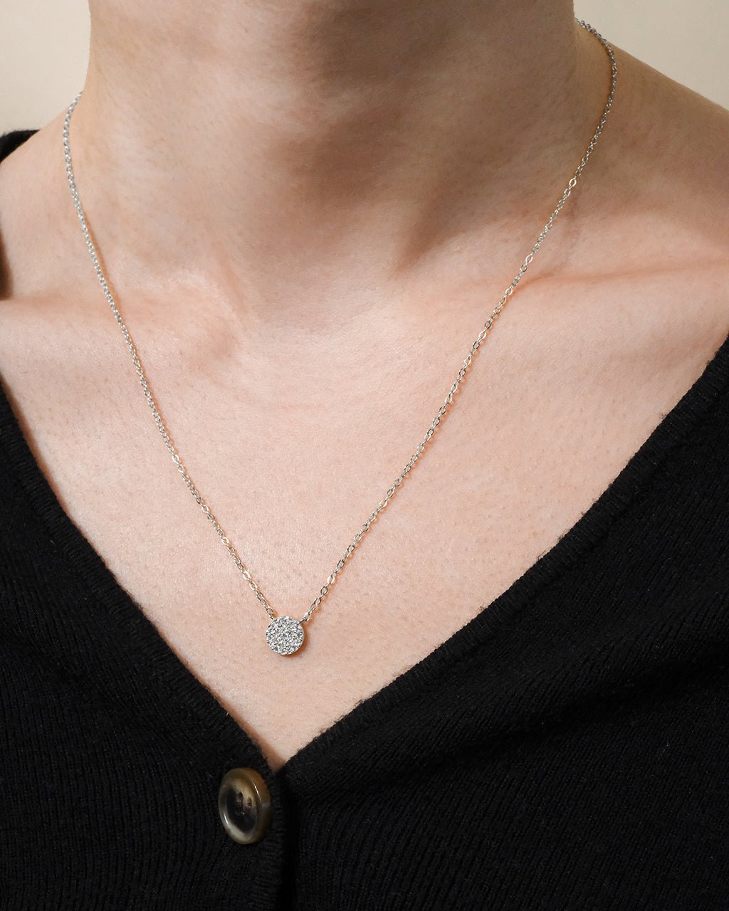 Sterling Silver CZ Disc Pendant - Sterling Forever