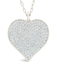 Sterling Silver CZ Statement Heart Pendant - Sterling Forever