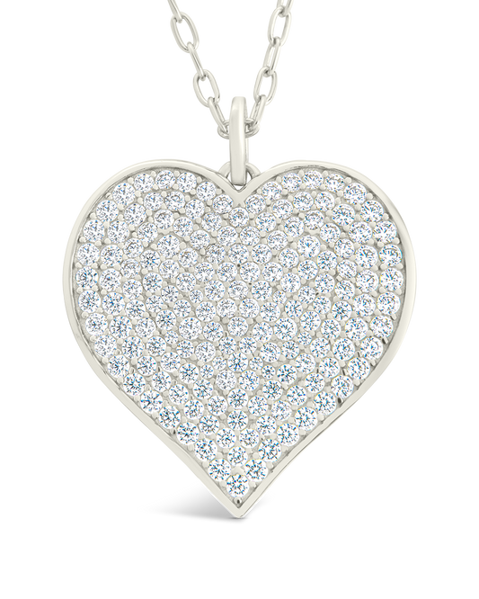 Sterling Silver CZ Statement Heart Pendant