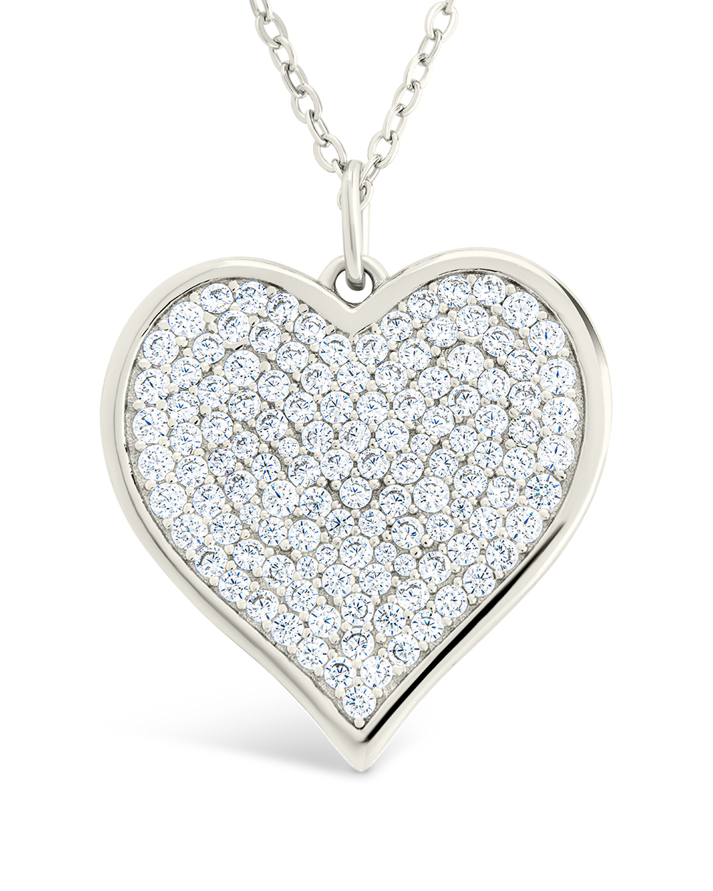 Sterling Silver CZ Statement Heart Pendant
