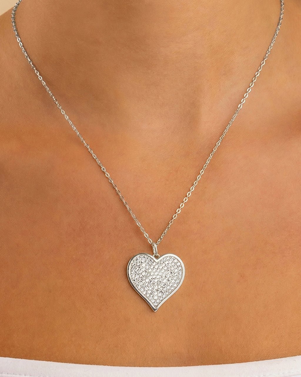 Sterling Silver CZ Statement Heart Pendant - Sterling Forever