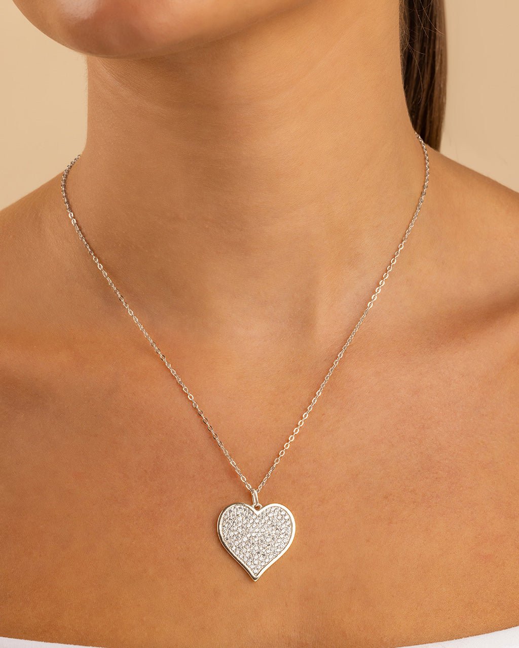Sterling Silver CZ Statement Heart Pendant - Sterling Forever