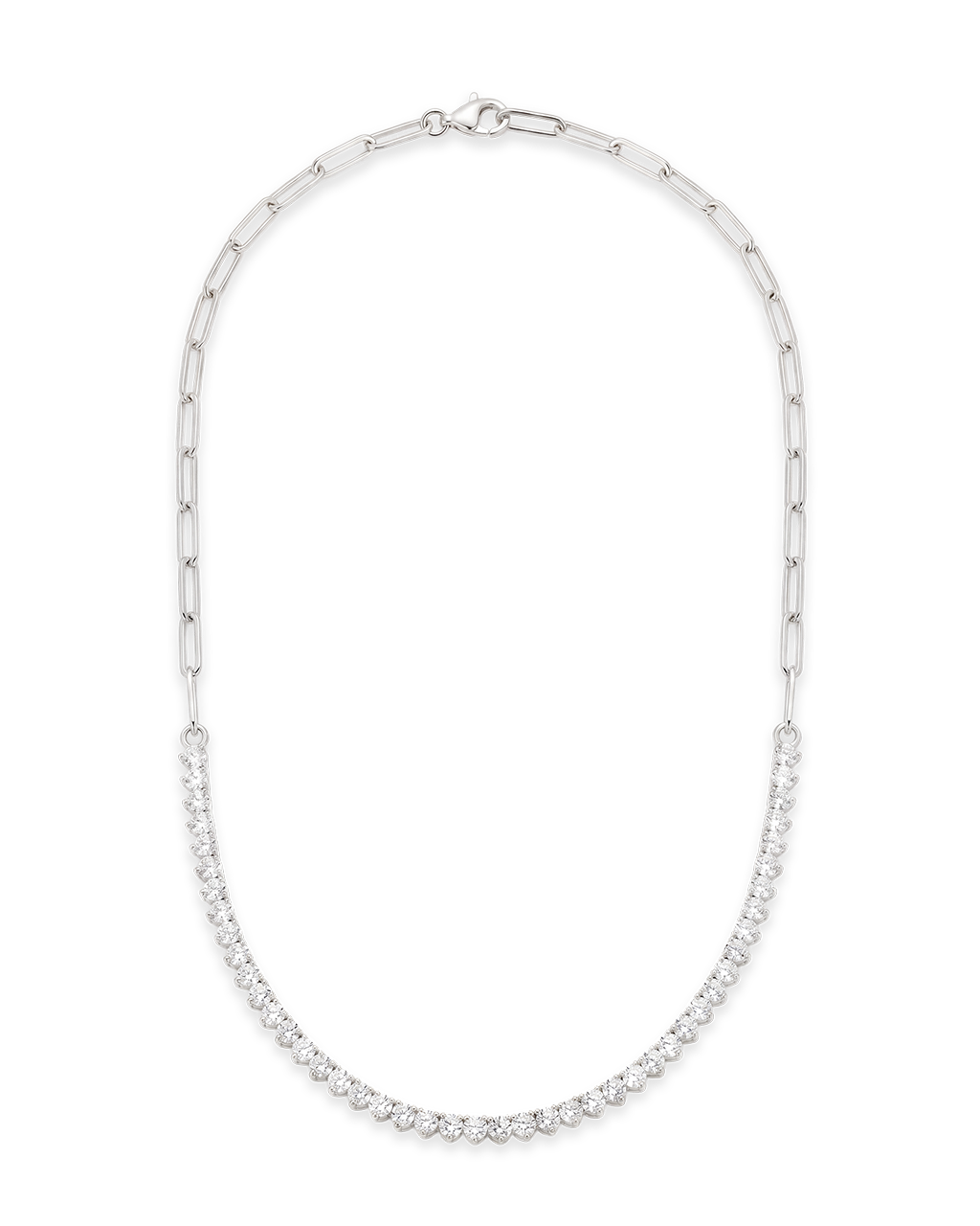 Amélia Paperclip CZ Tennis Necklace