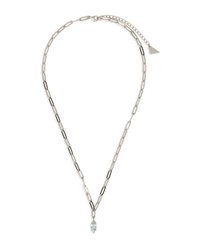 Sterling Silver Margrét Solitaire Drop Link Necklace