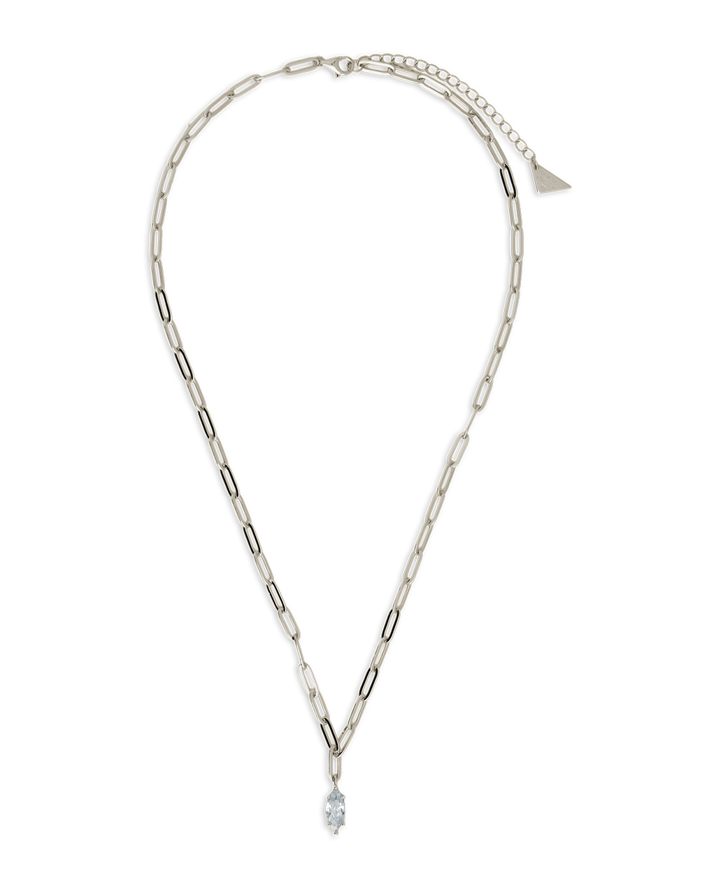 Sterling Silver Margrét Solitaire Drop Link Necklace