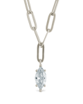 Sterling Silver Margrét Solitaire Drop Link Necklace