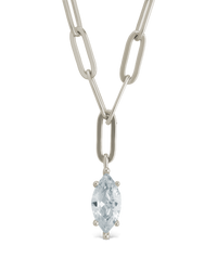 Sterling Silver Margrét Solitaire Drop Link Necklace