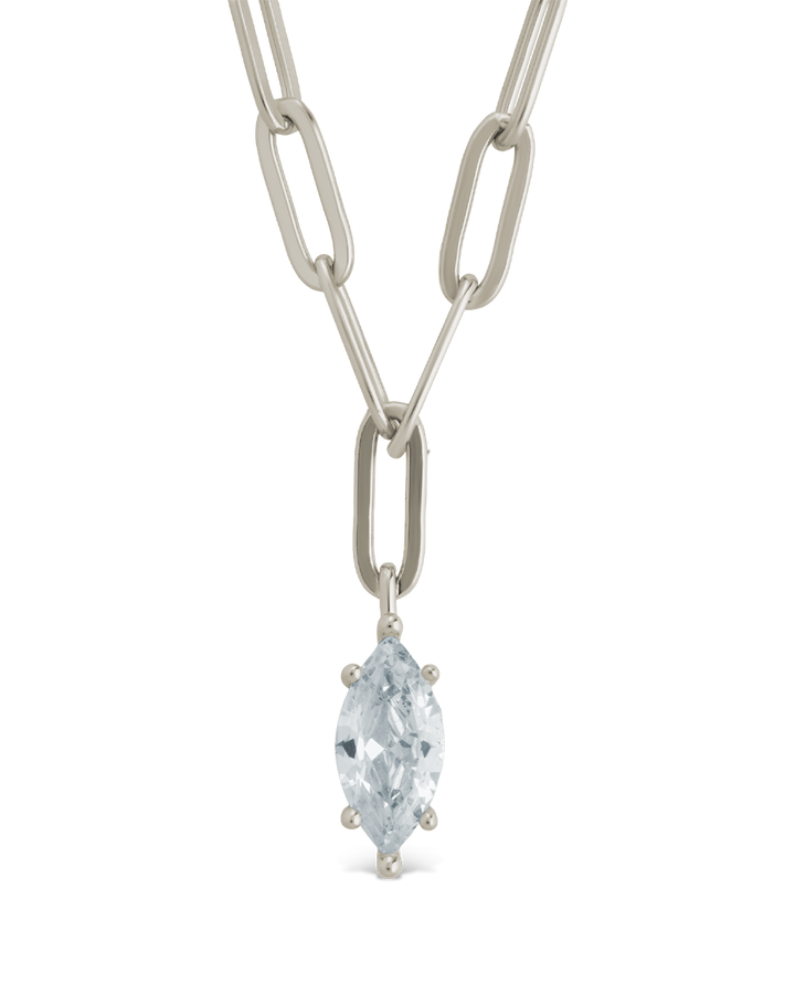 Sterling Silver Margrét Solitaire Drop Link Necklace