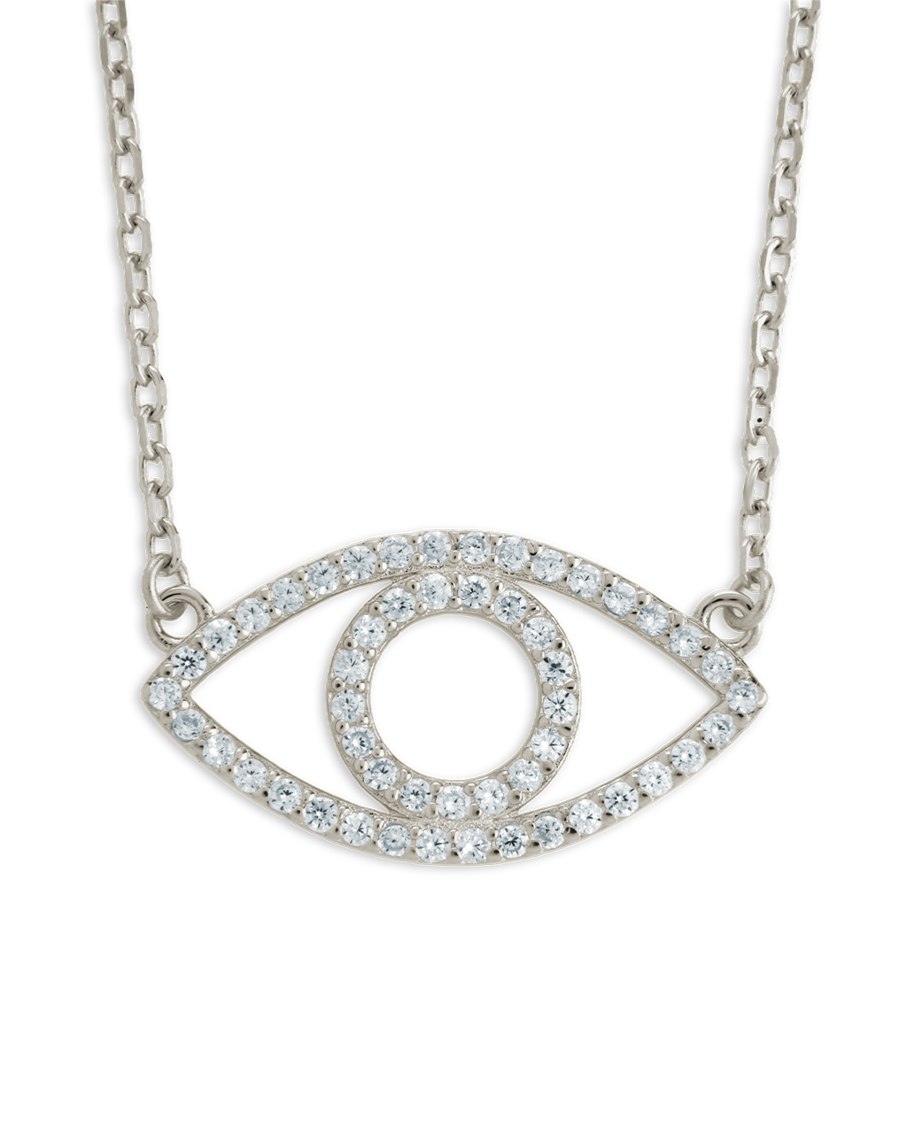Sterling Silver Ulrika Pavé Evil Eye Necklace