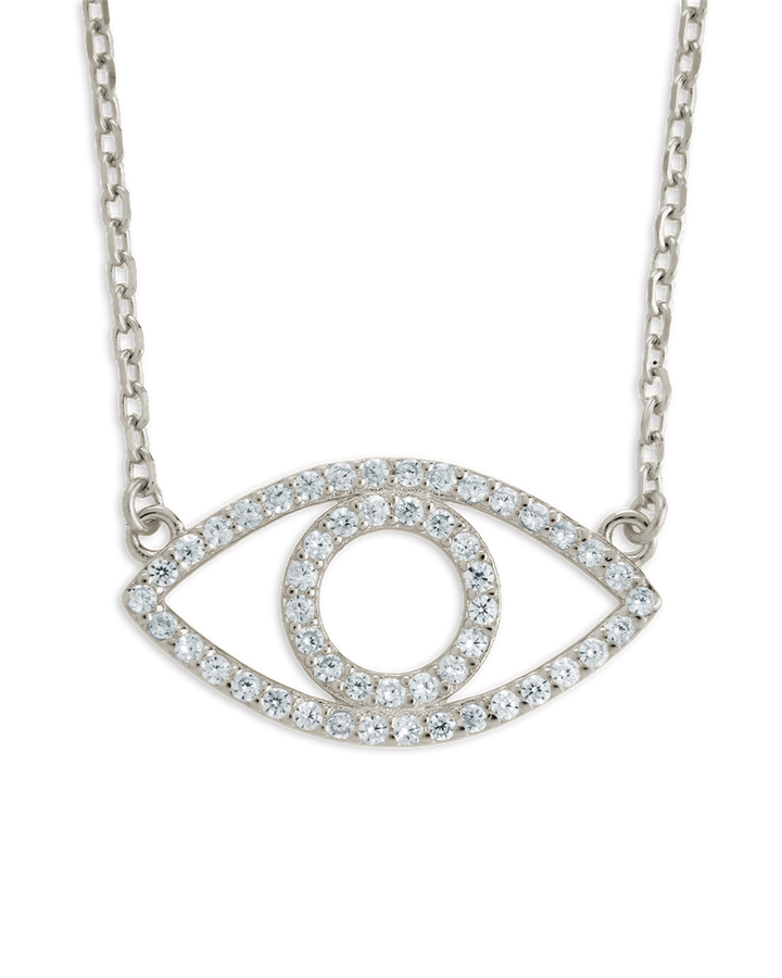 Sterling Silver Ulrika Pavé Evil Eye Necklace