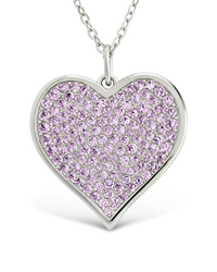 Sterling Silver Amethyst CZ Statement Heart Pendant