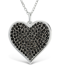 Sterling Silver Black CZ Statement Heart Pendant