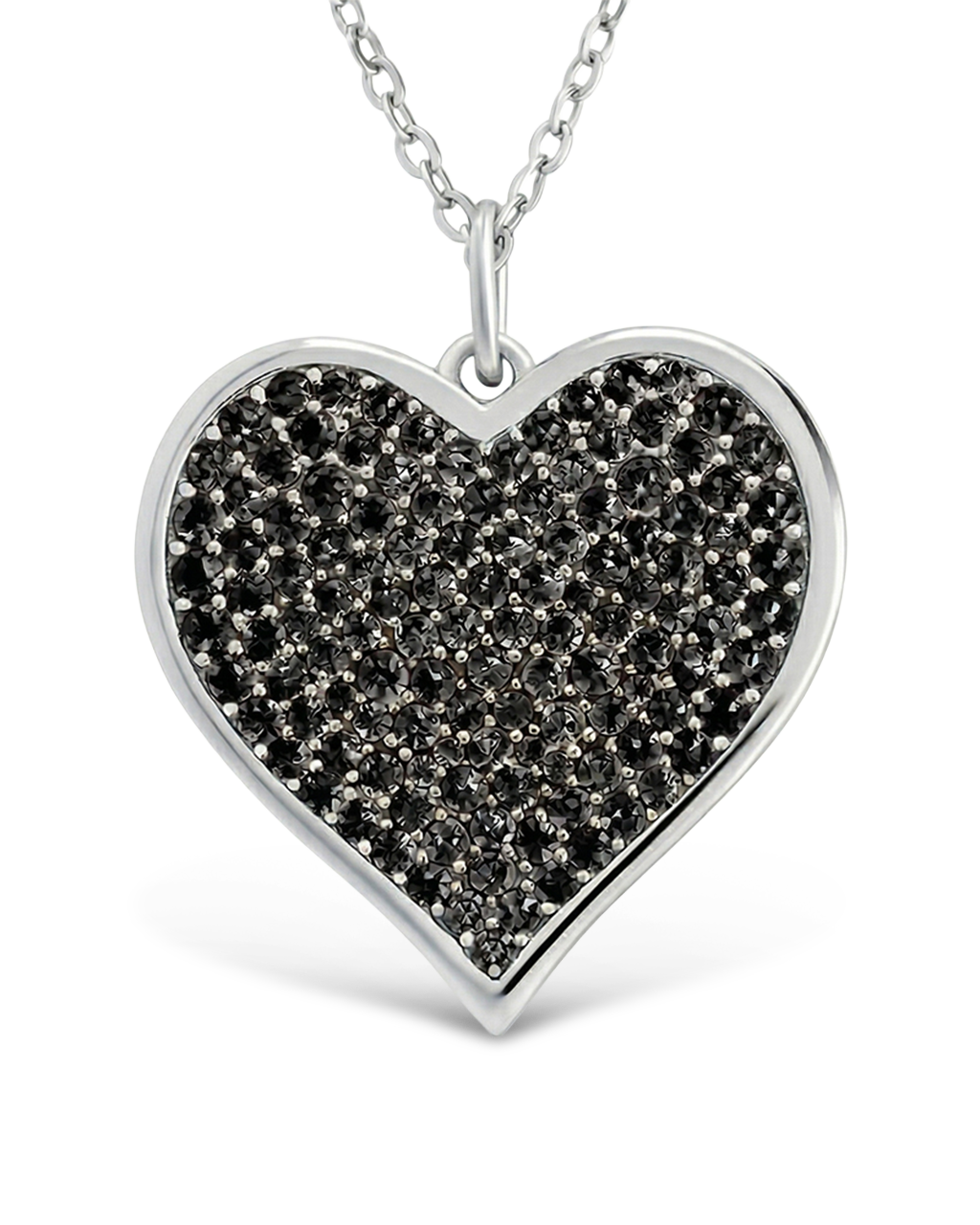 Sterling Silver Black CZ Statement Heart Pendant