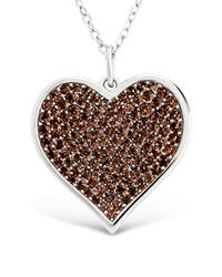 Sterling Silver Chocolate CZ Statement Heart Pendant