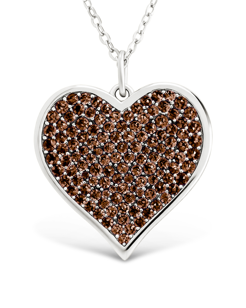 Sterling Silver Chocolate CZ Statement Heart Pendant