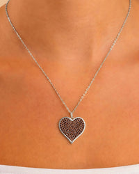 Sterling Silver Chocolate CZ Statement Heart Pendant