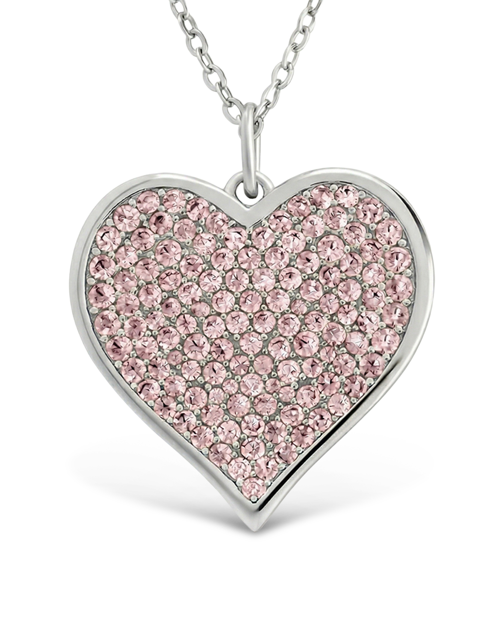 Sterling Silver Light Pink CZ Statement Heart Pendant