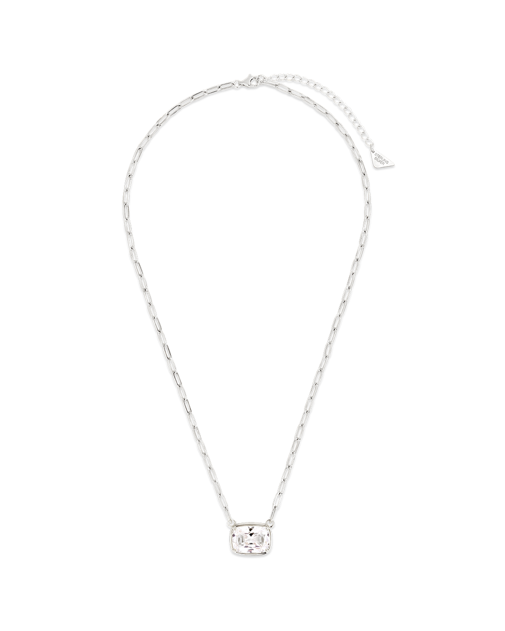 Sterling Silver Elongated Cushion Paperclip Chain Necklace