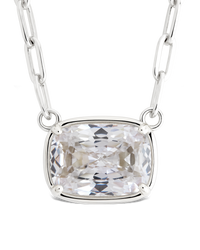 Sterling Silver Elongated Cushion Paperclip Chain Necklace