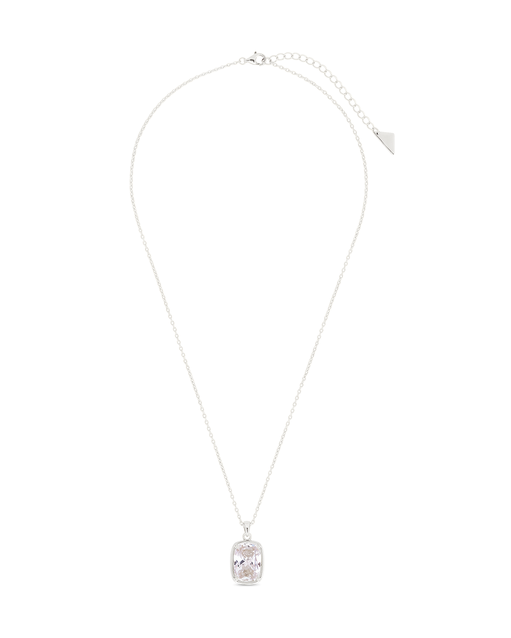 Sterling Silver Elongated Cushion Necklace