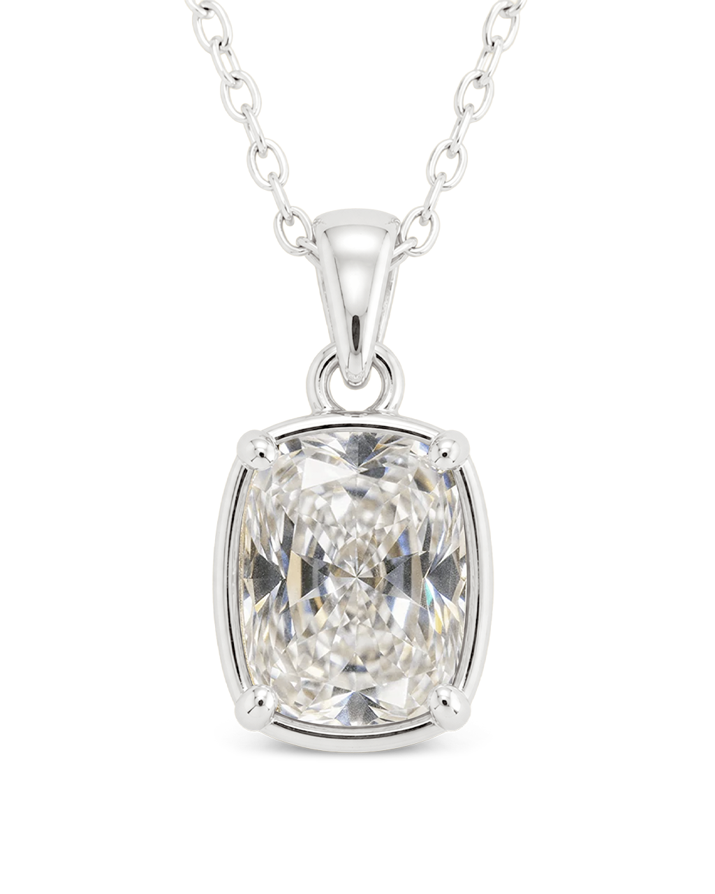 Sterling Silver Mini Elongated Cushion Necklace