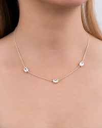 Sterling Silver Elongated Cushion Stationed Chain Necklace