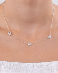 Sterling Silver Elongated Cushion Stationed Chain Necklace