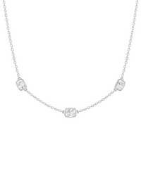 Sterling Silver Elongated Cushion Stationed Chain Necklace
