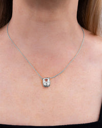 Sterling Silver Elongated Cushion Drop Necklace