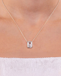 Sterling Silver Elongated Cushion Drop Necklace