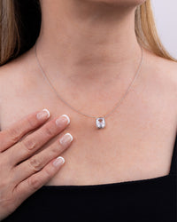 Sterling Silver Mini Elongated Cushion Drop Necklace