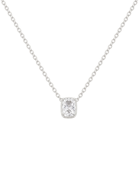 Sterling Silver Mini Elongated Cushion Drop Necklace