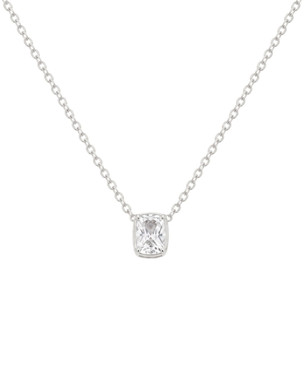 Sterling Silver Mini Elongated Cushion Drop Necklace