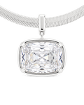 Sterling Silver Elongated Cushion Herringbone Chain Necklace