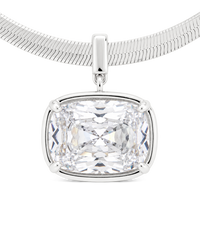 Sterling Silver Elongated Cushion Herringbone Chain Necklace