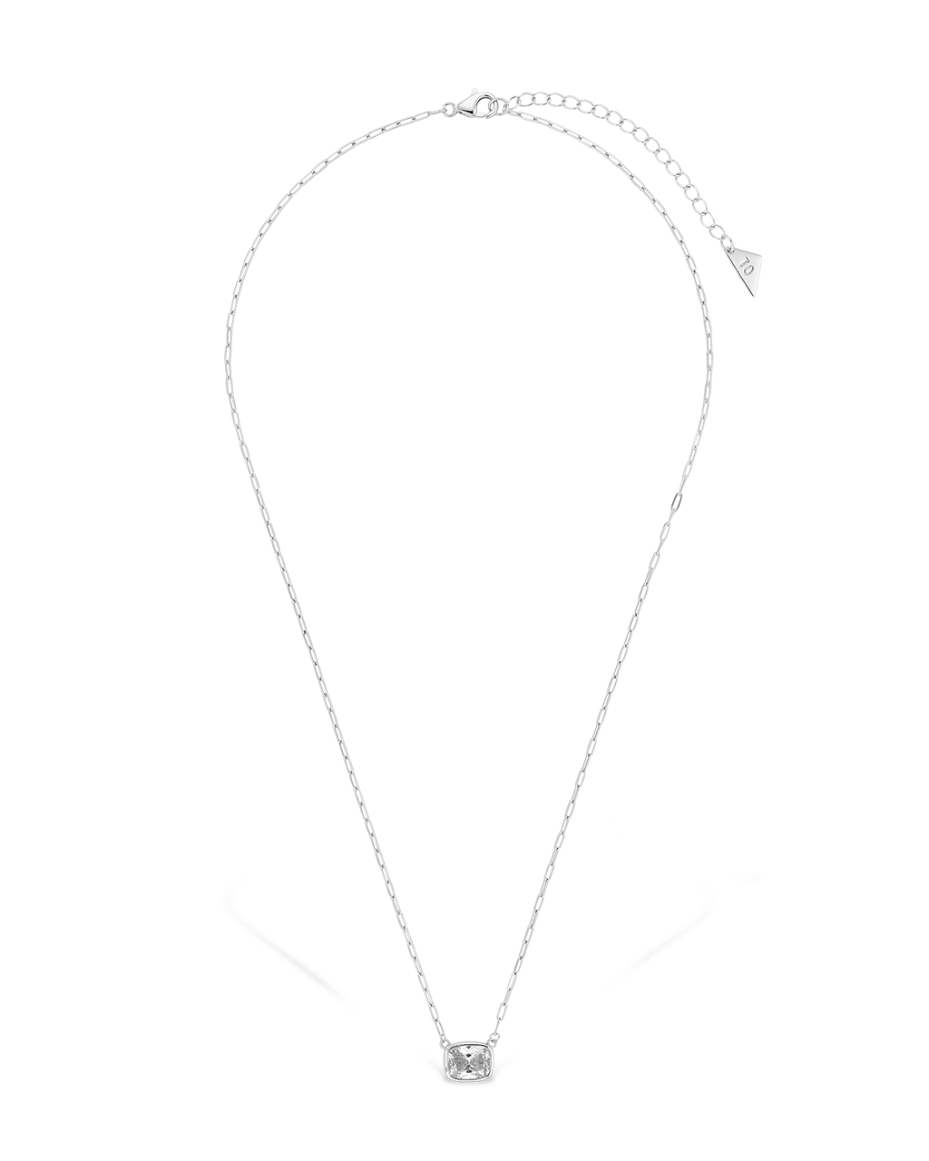 Sterling Silver Mini Elongated Cushion Paperclip Chain Necklace