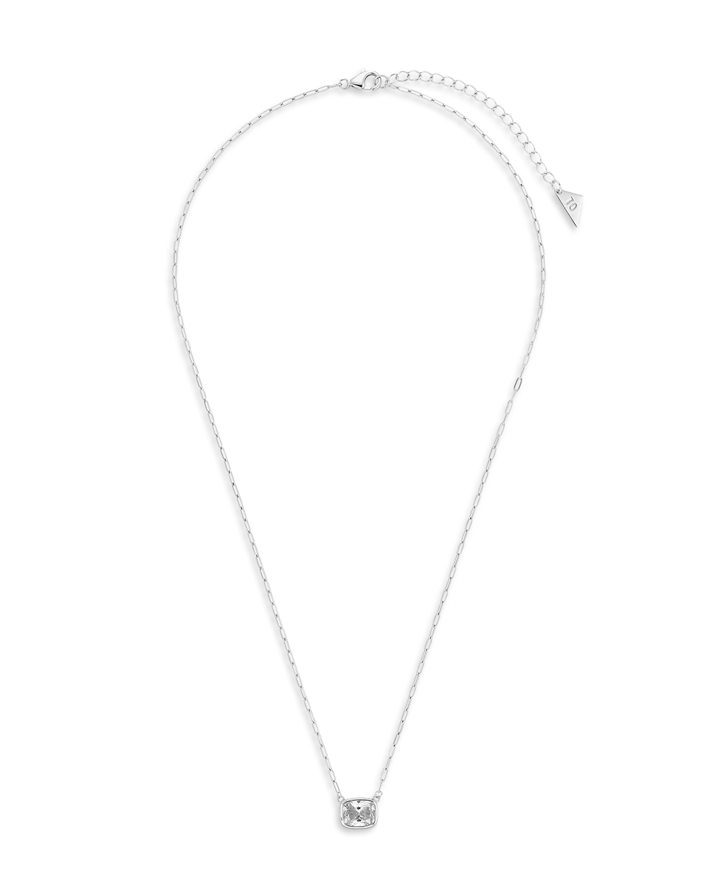 Sterling Silver Mini Elongated Cushion Paperclip Chain Necklace