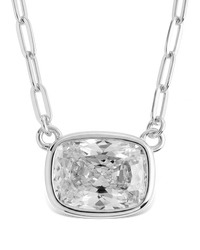 Sterling Silver Mini Elongated Cushion Paperclip Chain Necklace