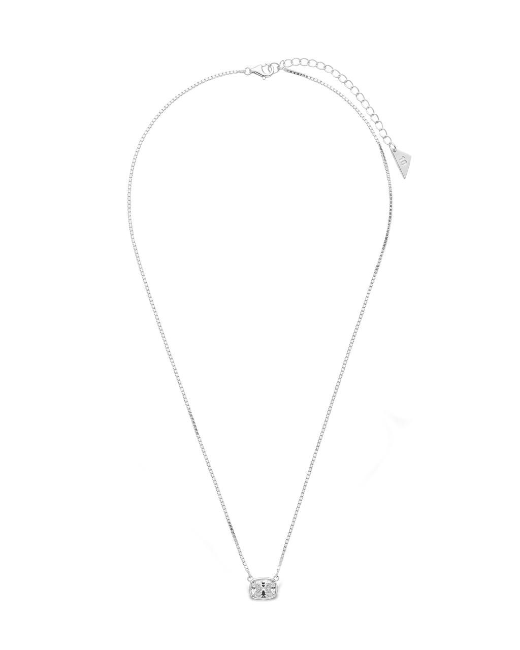 Sterling Silver Mini Elongated Cushion Box Chain Necklace