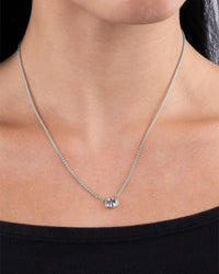 Sterling Silver Mini Elongated Cushion Wheat Chain Necklace