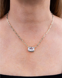 Sterling Silver Elongated Cushion Paperclip Chain Necklace