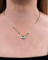 Sterling Silver Elongated Cushion Box Chain Necklace