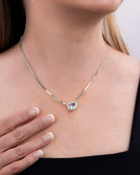 Sterling Silver Elongated Cushion Box Chain Necklace