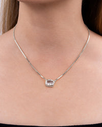 Sterling Silver Elongated Cushion Box Chain Necklace