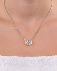 Sterling Silver Elongated Cushion Box Chain Necklace